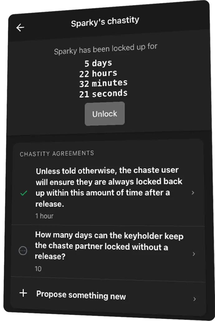 Chastity timer incrementing the time upwards