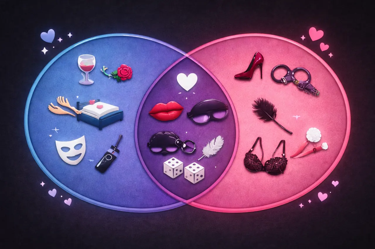 Venn diagram showing shared and private kink interests